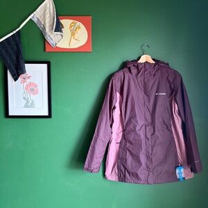 NWT Columbia Women's Arcadia II Rain Jacket in Moonvista, Fig size 1X